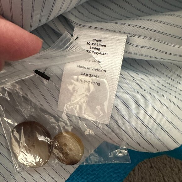 Talbots Plus Blue Linen One Button Blazer Women's size 20W - Picture 6 of 6